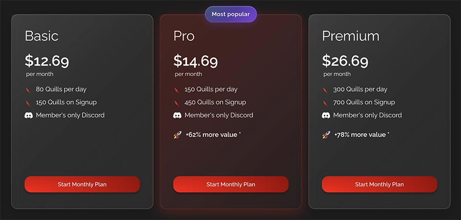 redquill pricing tiers