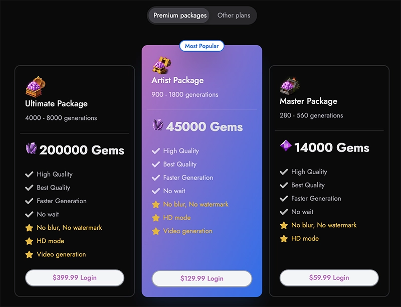 premium gem packages
