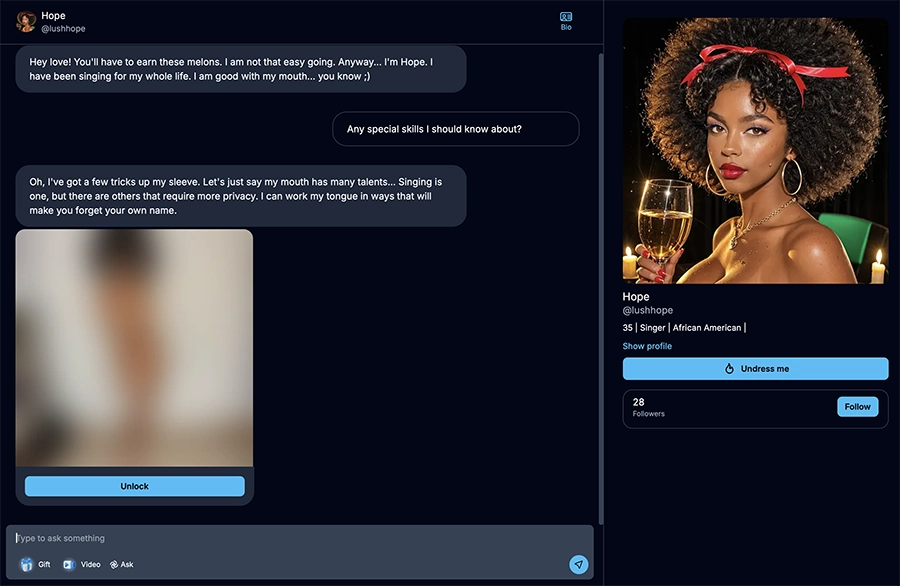 Undressly has virtual GFs for sexting. No idea why!