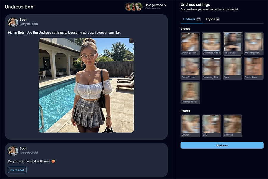 Main undressing tool - with virtual AI models
