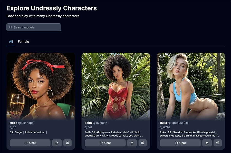 Undressly has various characters you can play with