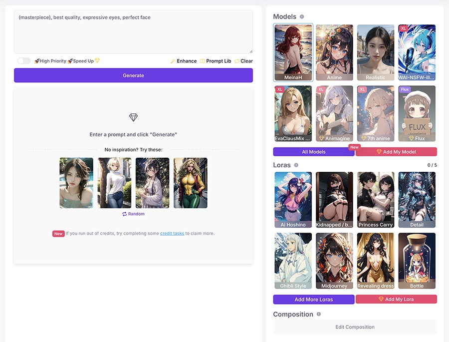 Prompt screen on AnimeGenius