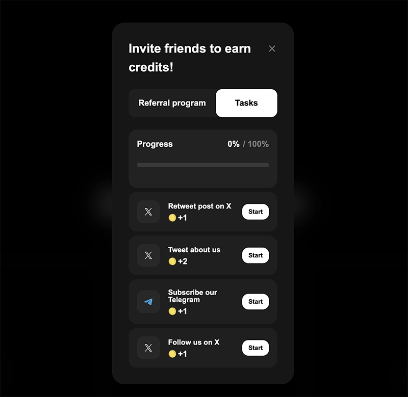 Invite friends and earn (a handful of) free credits